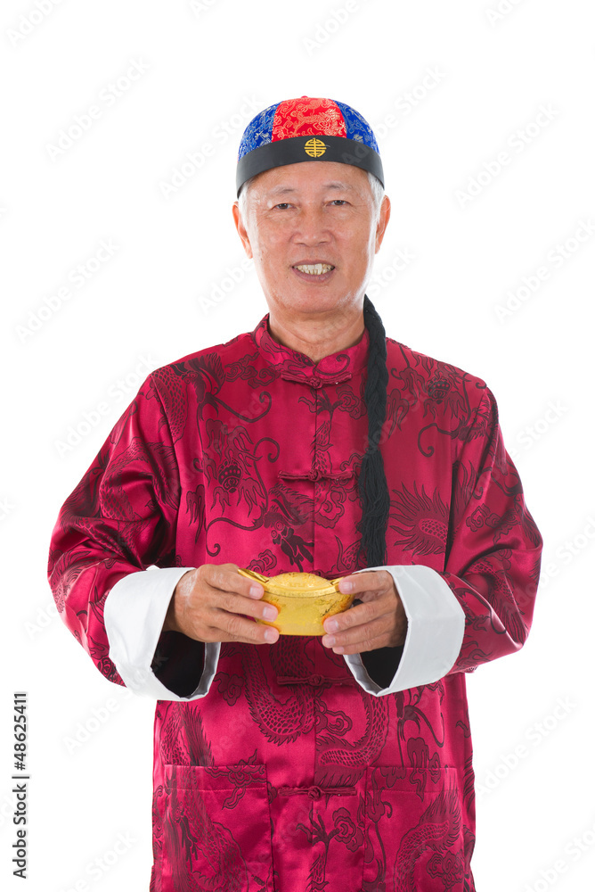asian chinese senior man celebrating chinese new year asian chinese senior man celebrating chinese new year