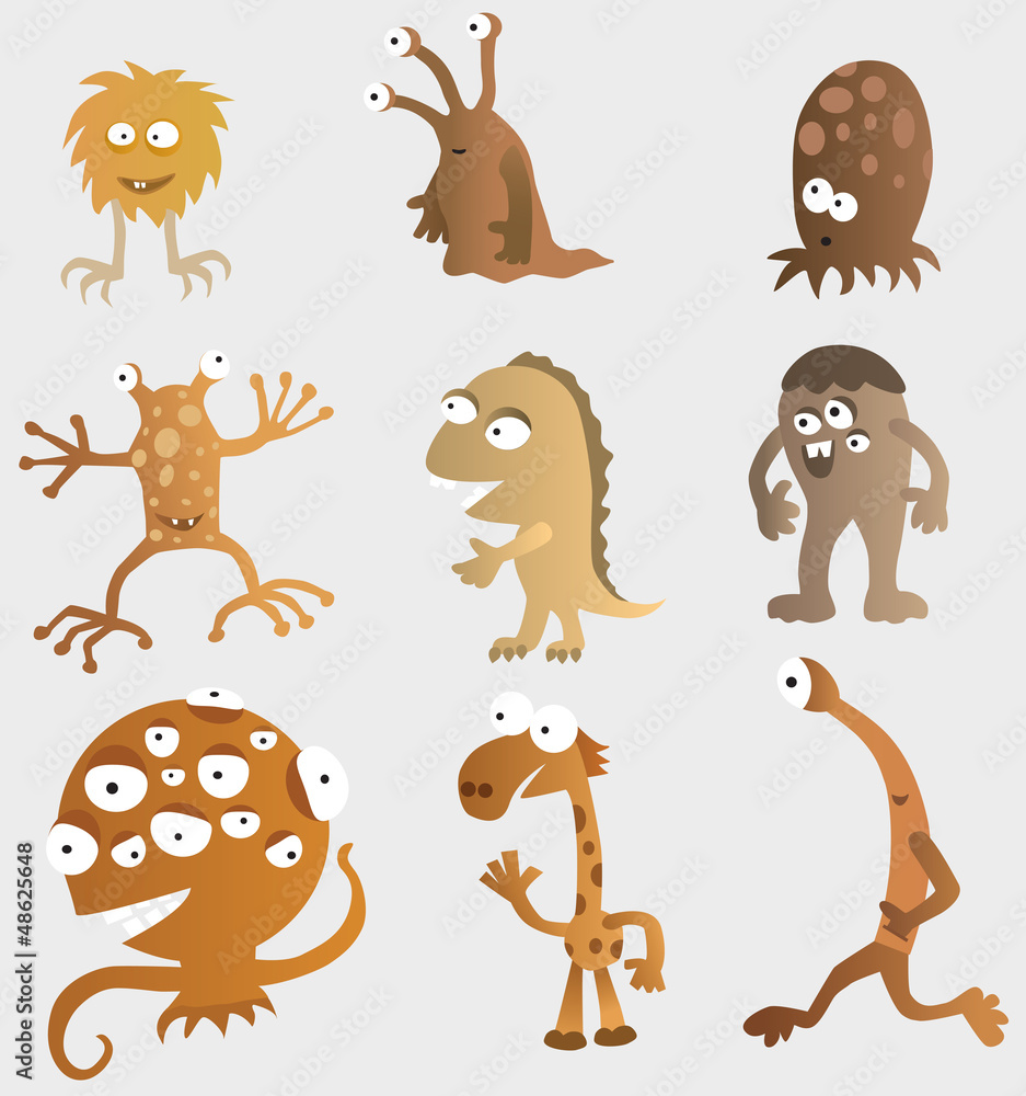 Obraz premium Funny Creatures from another Planets (retro colors)