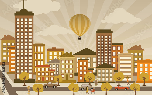 Flat city life (retro colors)