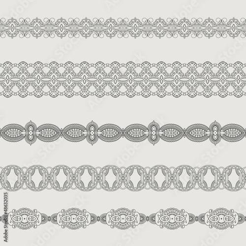 Set of ornamental ribbons. Seamless pattern stripe. Silhouette