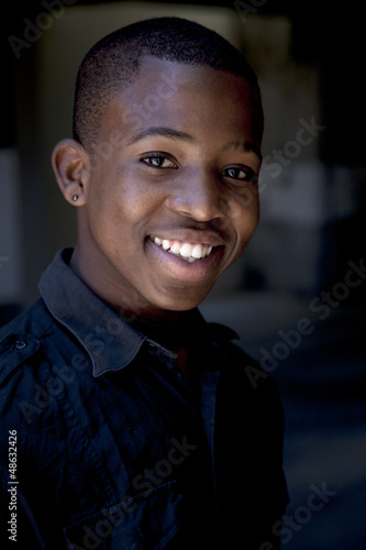 young african boy looking to the camera