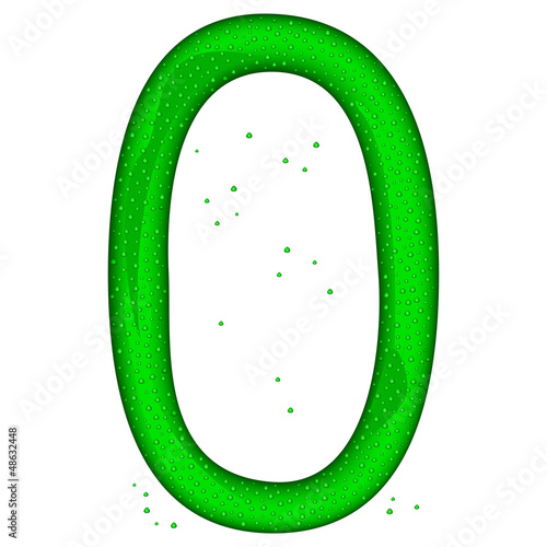 Glass number zero with drops