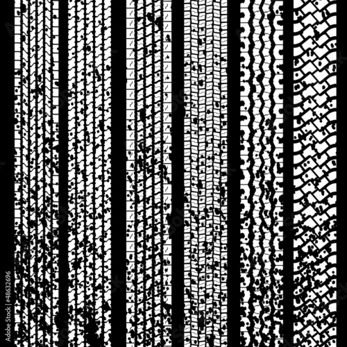 Set of detailed tire prints, vector illustration