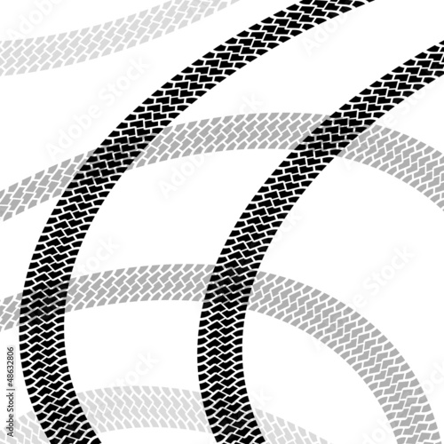 Set of detailed tire prints, vector illustration