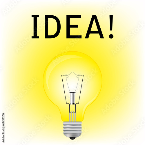 inscription on the idea of ​​a glowing light bulb