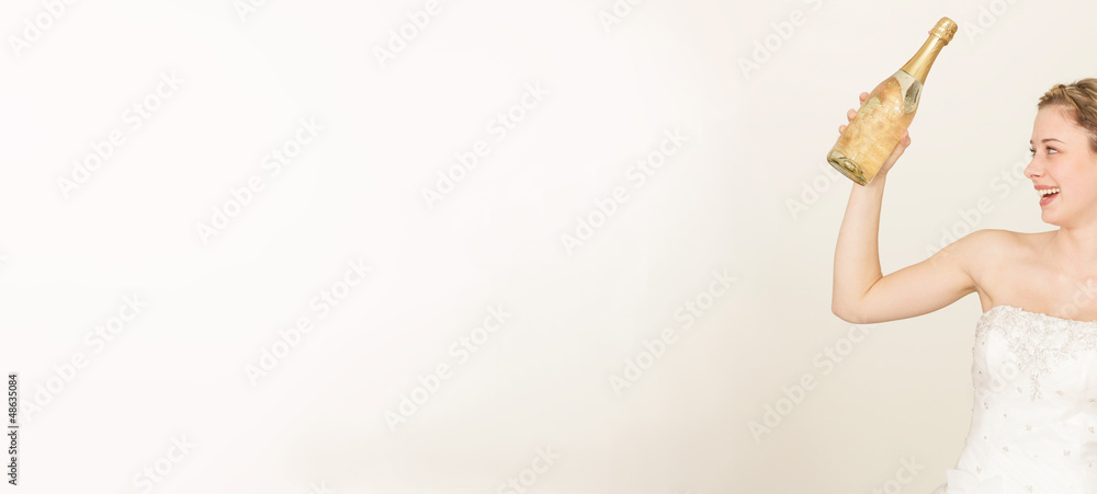 Naklejka premium jubelnde Braut mit Sekt