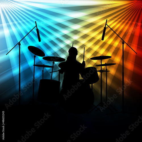 Rock band vector background with neon lights