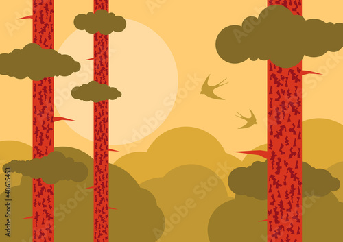 Forest tree nature landscape ecology illustration background
