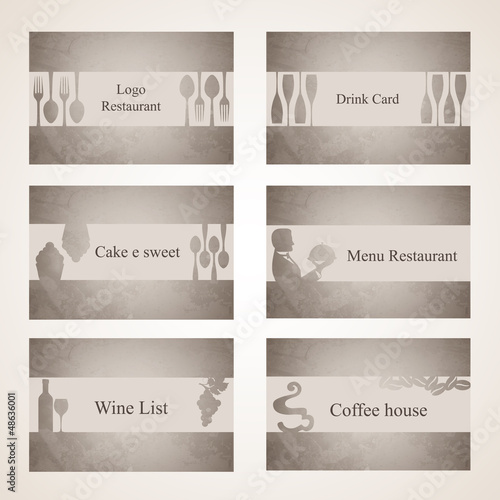 set of 6 business cards. For cafe and restaurant_IV