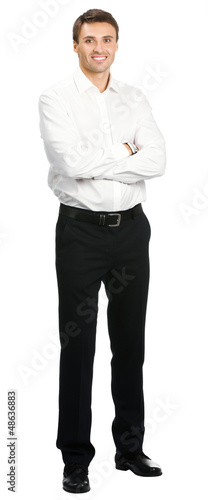 Smiling businessman, over white