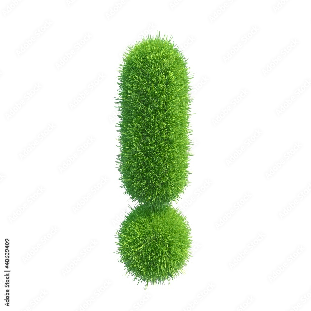 exclamation sign grass isolated on white background exclamation sign grass isolated on white background