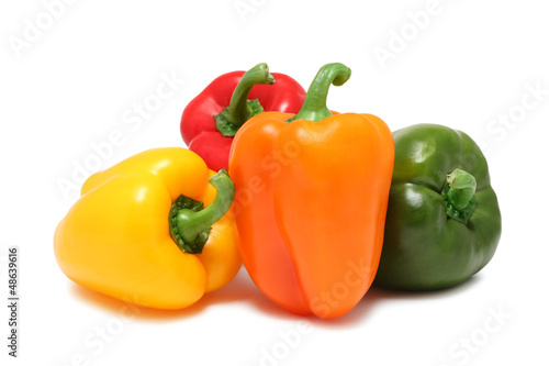 Ripe Bulgarian peppers (isolated)