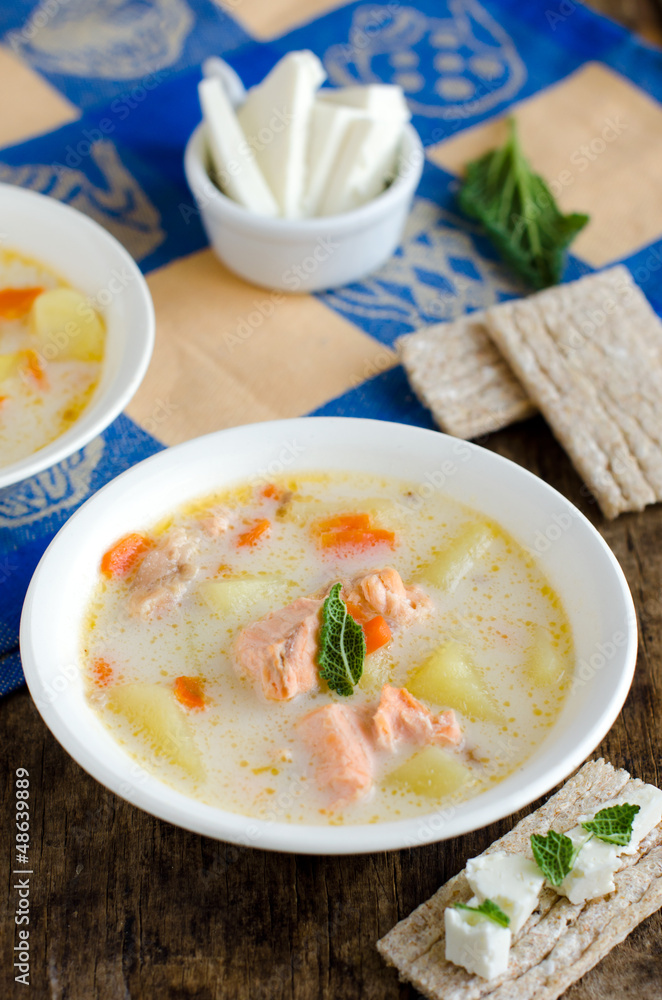 Cheese soup with salmon Cheese soup with salmon