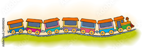 Vector stylized toy train with six carriages