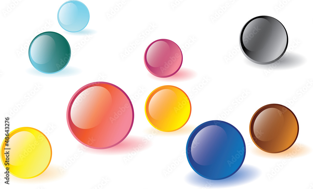 Set of glossy spheres multicolor