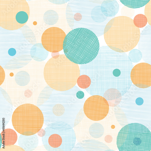 Vector fabric circles abstract seamless pattern background with