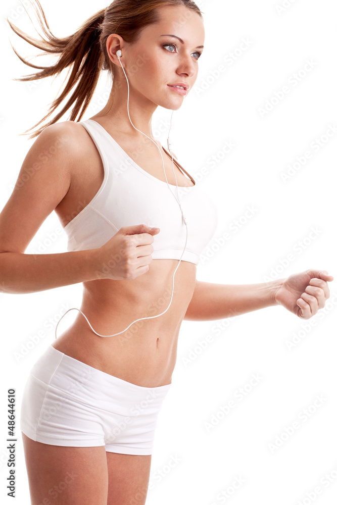 running woman over white running woman over white