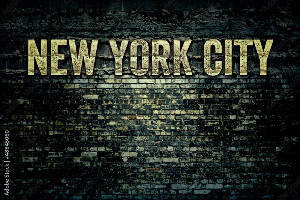 New York City Grungy Brick Wall - obrazy, fototapety, plakaty 