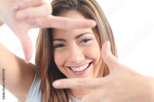 Wallpaper Mural Beautiful woman framing her face with the fingers Torontodigital.ca