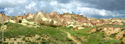 Panoramic view of Cappadocia mountains