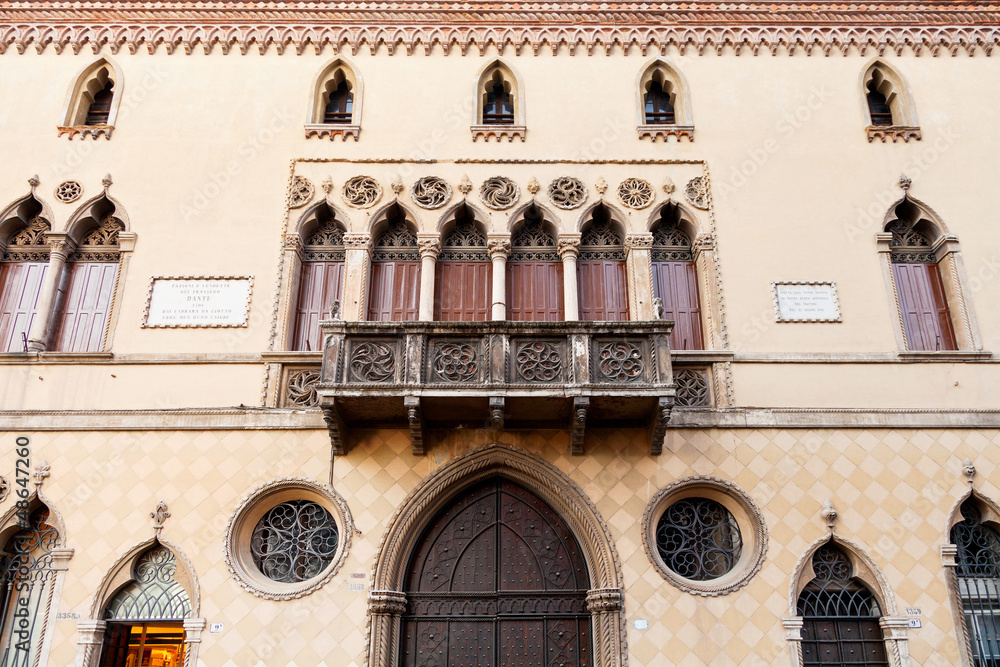 facade of historical house in Padua