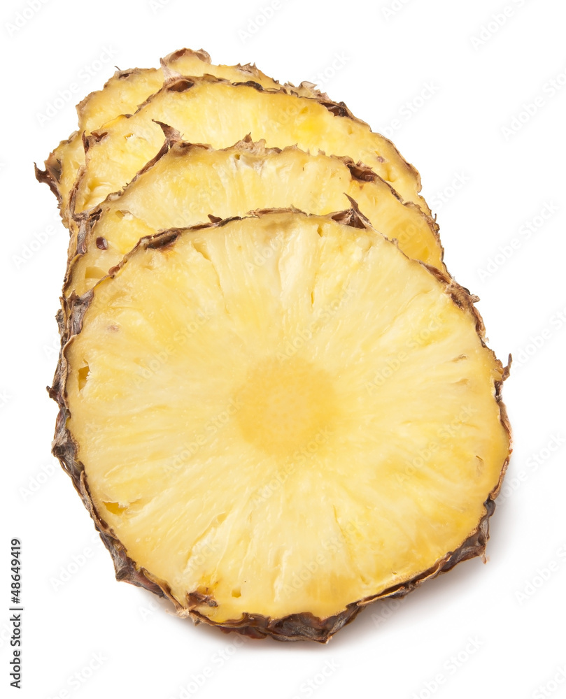 Pineapple with slices on white background Pineapple with slices on white background