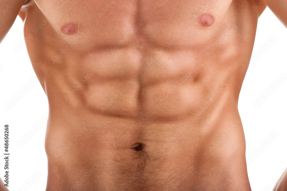 Fototapeta premium stomach with a strained muscle bodybuilder