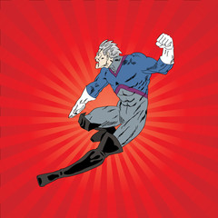 Stickers Superhelden Stripfiguur superheld met gebalde vuist  © williamrobson