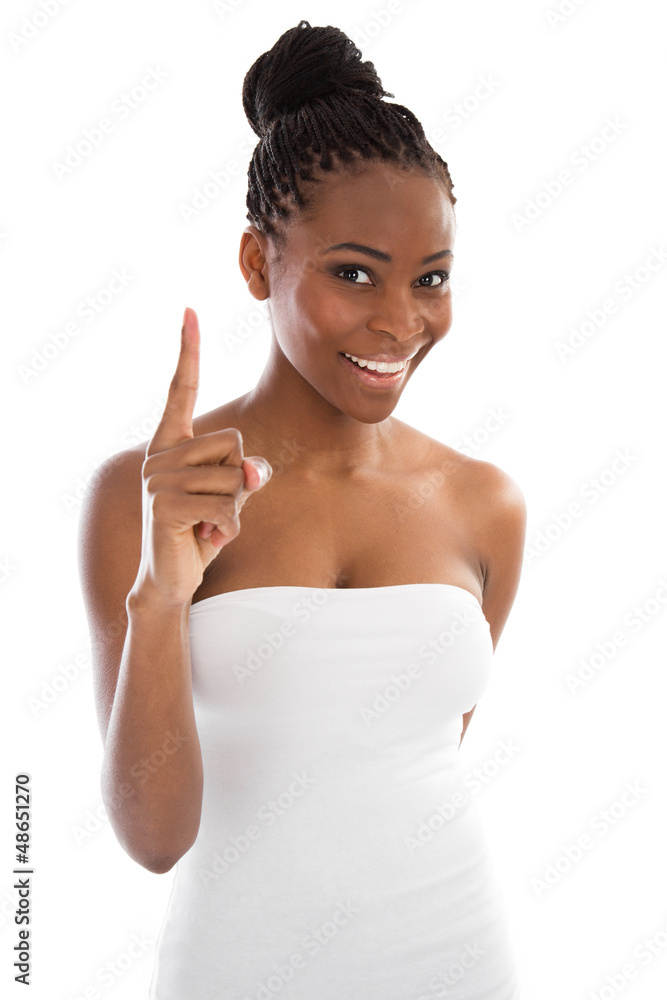 Hey aufgepasst - Dunkelhäutige Frau informiert