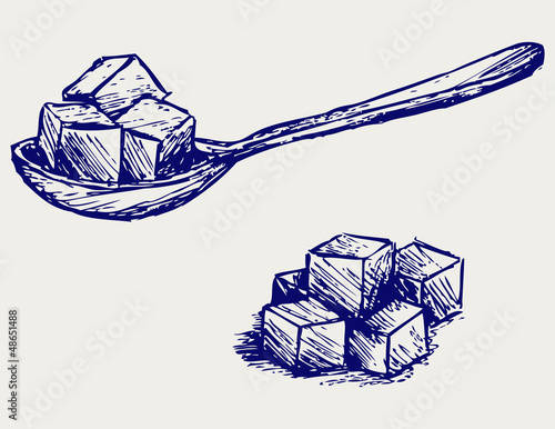 Refined white sugar. Doodle style