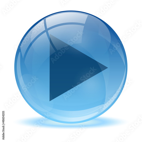 Blue abstract 3d play icon