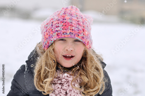 Young girl in a winter scene.