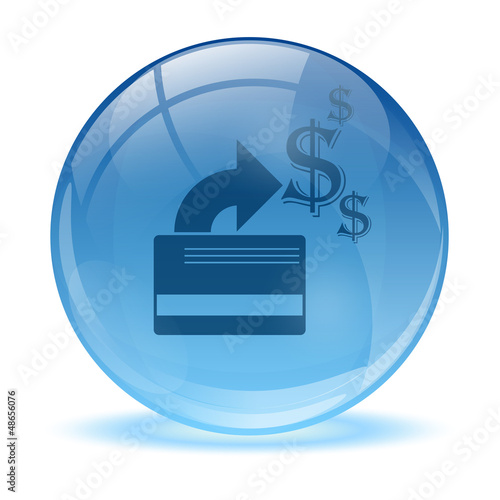 3D glass sphere credit card icon
