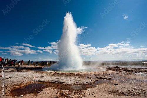 Fototapeta Geyser in Iceland while blowing water