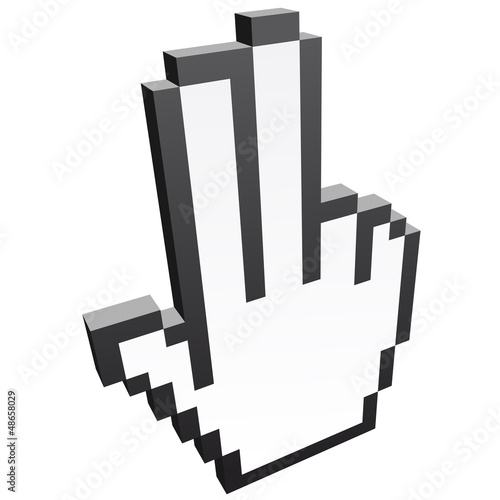 3D Pixelgrafik Hand - Zweifinger Meldung