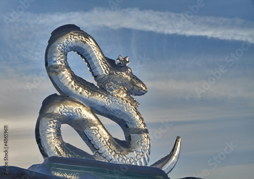 Ice sculpture snake. photo