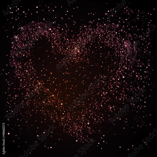Heart in the night sky / Romantic square card with stars