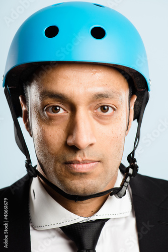 funny man wearing cycling helmet portrait real people high defin © AILA_IMAGES