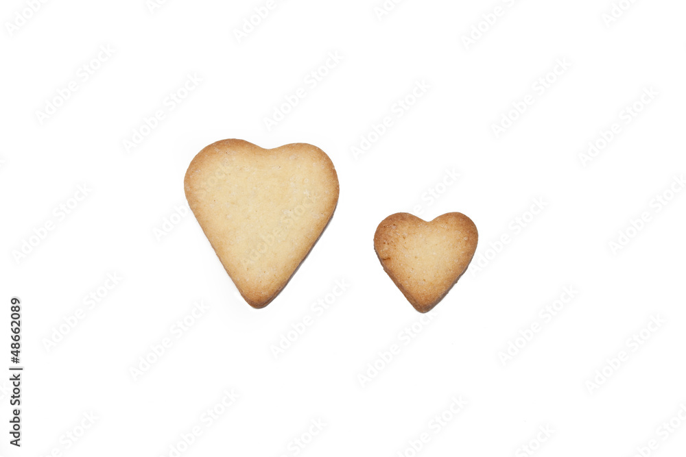 Isolated heart-shaped cookies Isolated heart-shaped cookies