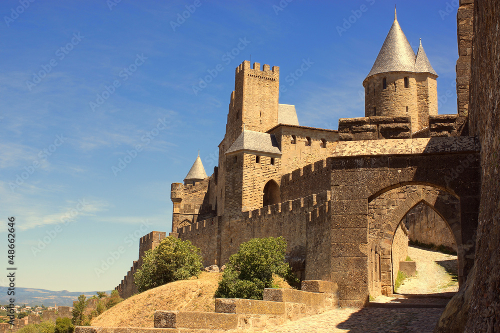 The walled fortress city of Carcassonne, southern France