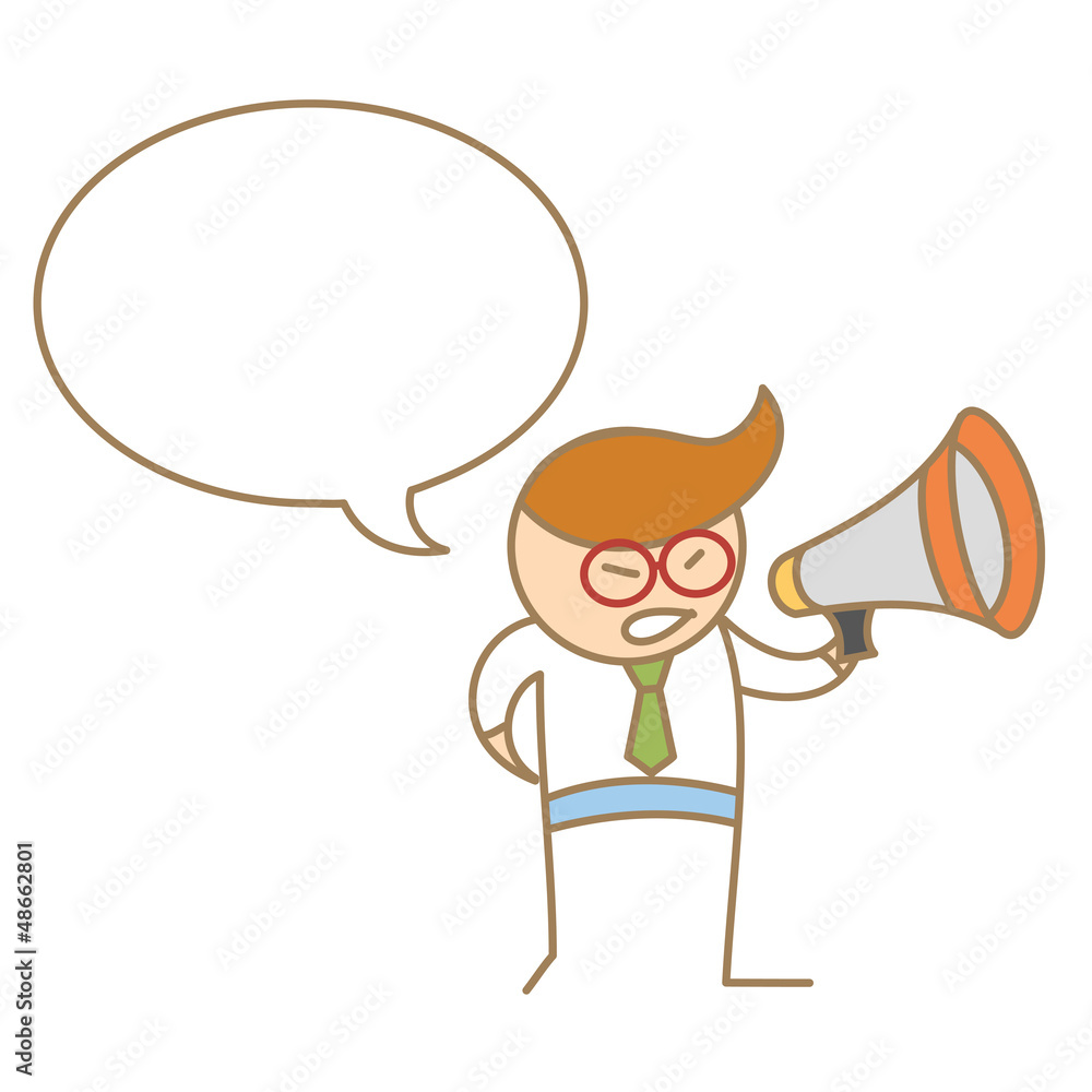 cartoon character of man speaking on megaphone cartoon character of man speaking on megaphone