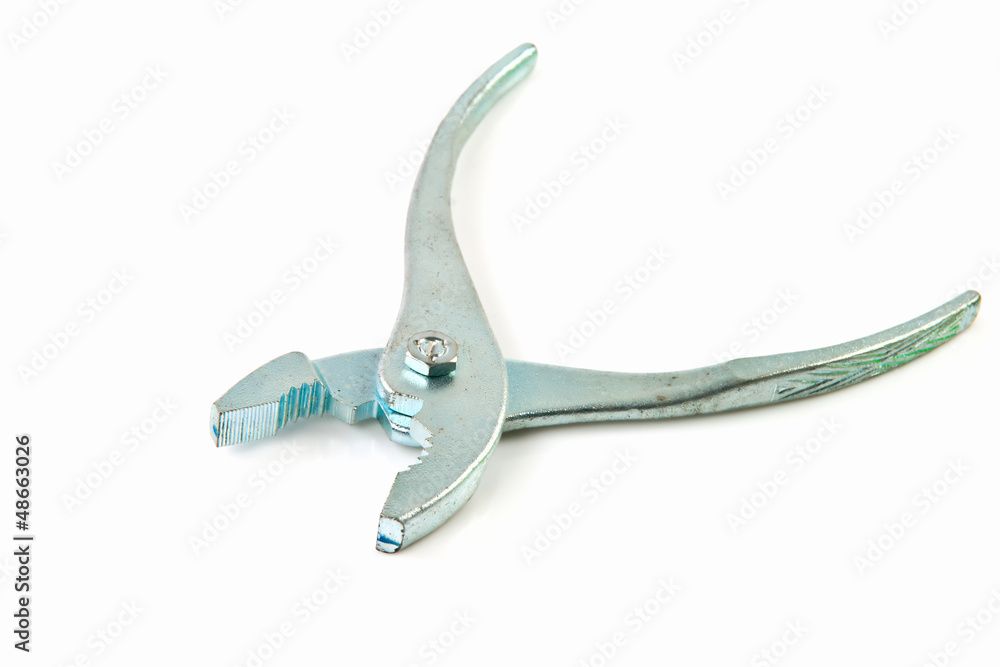 old pliers on white background old pliers on white background