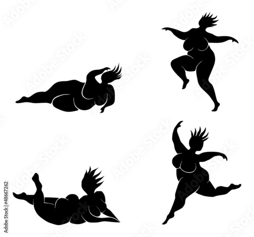 Silhouette of fat woman