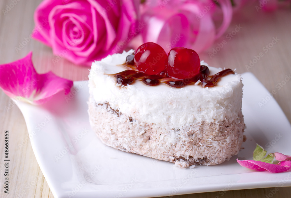 Celebratory cake with cherries Celebratory cake with cherries
