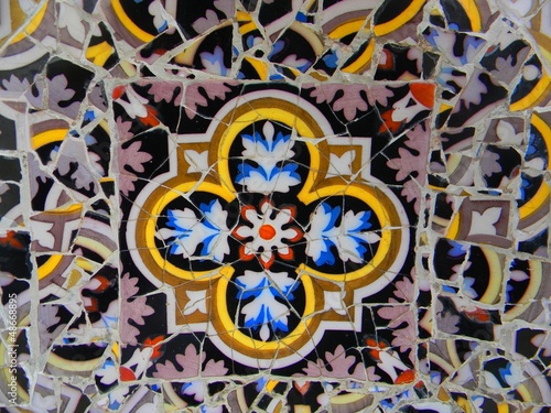 Tile mosaic in Park Güell, Barcelona