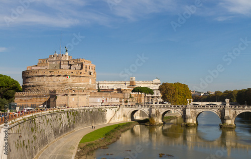 Castel Sant'Angelo and Ponte Sant'Angelo from Rome, Italy