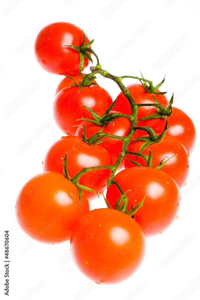 red tomato vegetable with cut isolated on white background