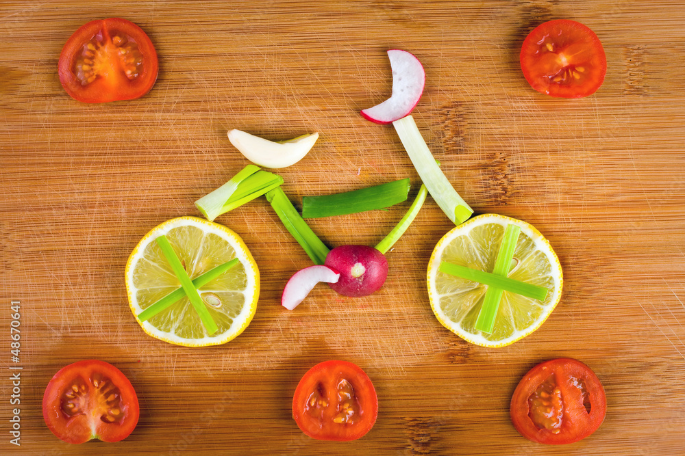 Healthy lifestyle concept - vegetable bike Healthy lifestyle concept - vegetable bike