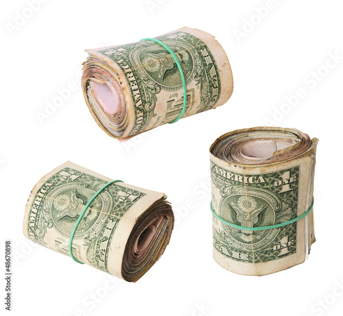 фотографія dirty rolls of United States dollars set