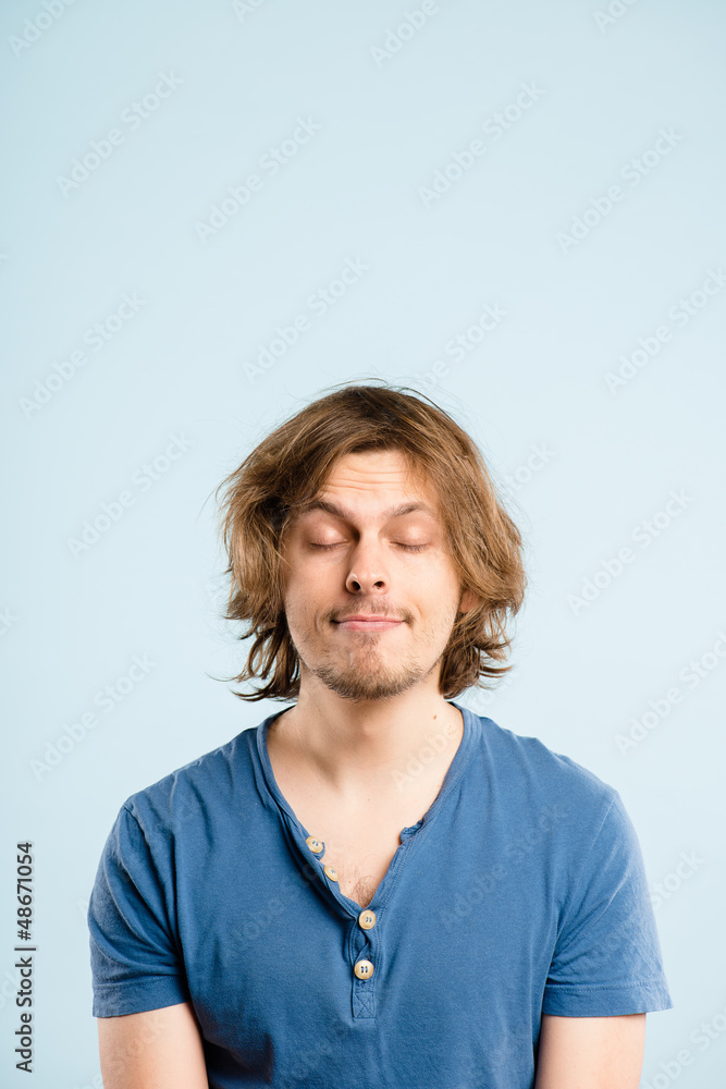 funny man portrait real people high definition blue background funny man portrait real people high definition blue background